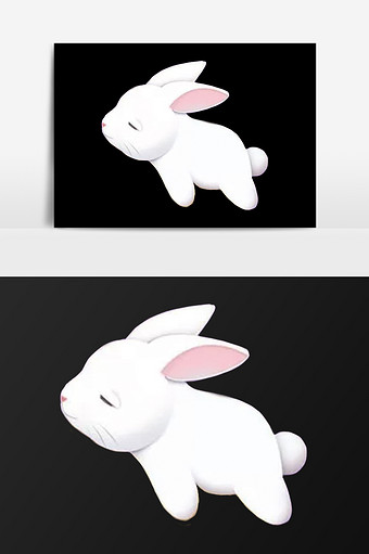 手绘可爱白兔插画元素图片