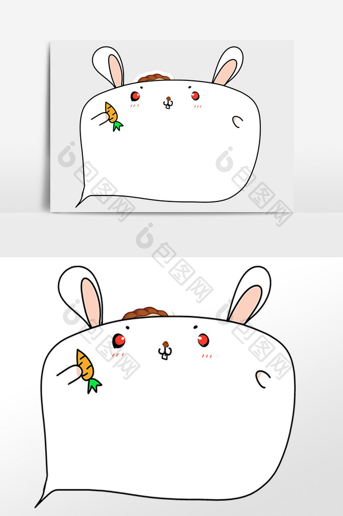 手绘卡通小兔子边框插画元素
