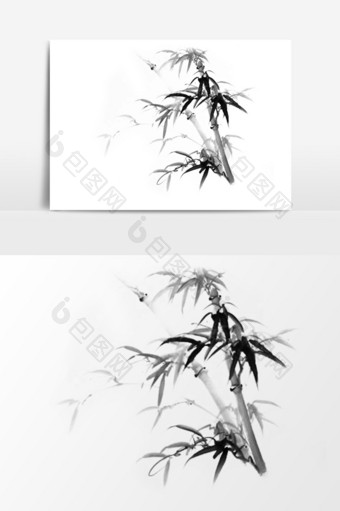 高清中国风水墨竹子素材元素图片