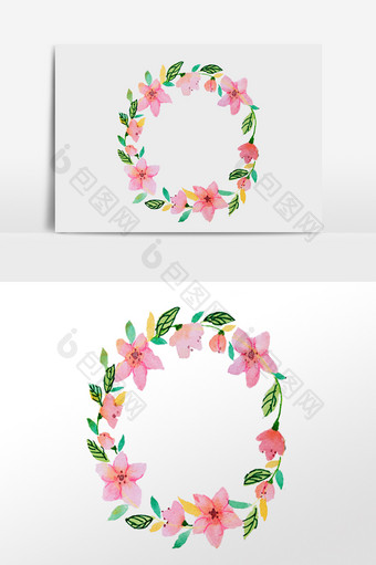 手绘热带花卉花朵花环插画元素图片