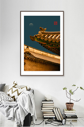 中国风古典宫廷古风城墙客厅装饰画图片