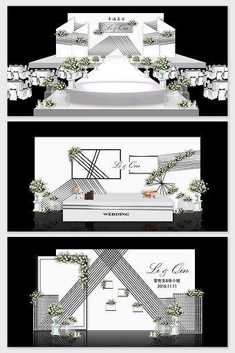 欧式简约黑白主题婚礼效果图图片