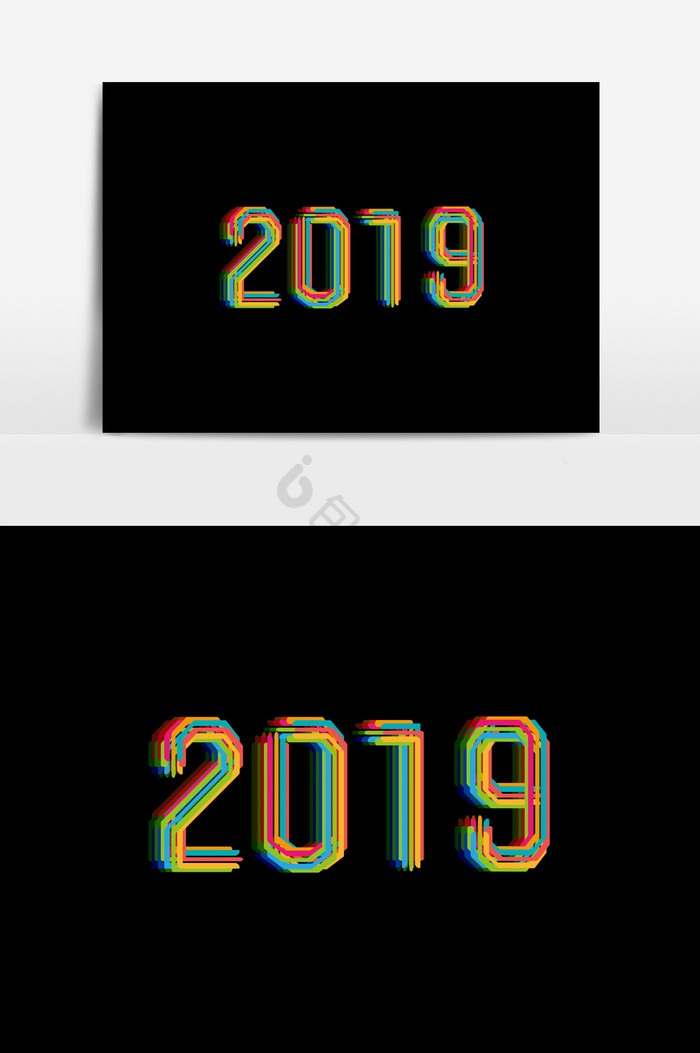 炫彩线条2019年字体图片