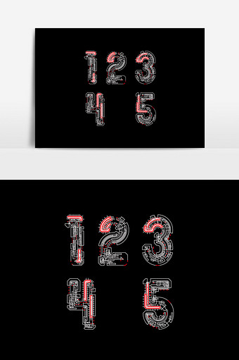 科技数字12345字体图片下载