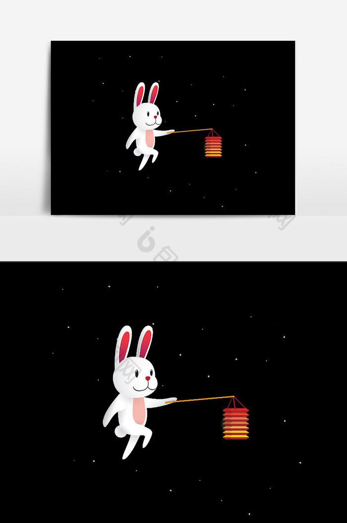 兔子卡通灯笼设计元素图片