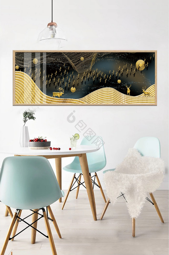 文艺现代立体创意动植物风景晶瓷客厅装饰画图片