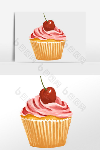 手绘美味食物布丁蛋糕插画元素图片