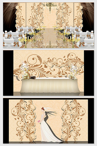香槟欧式花纹婚礼效果图图片