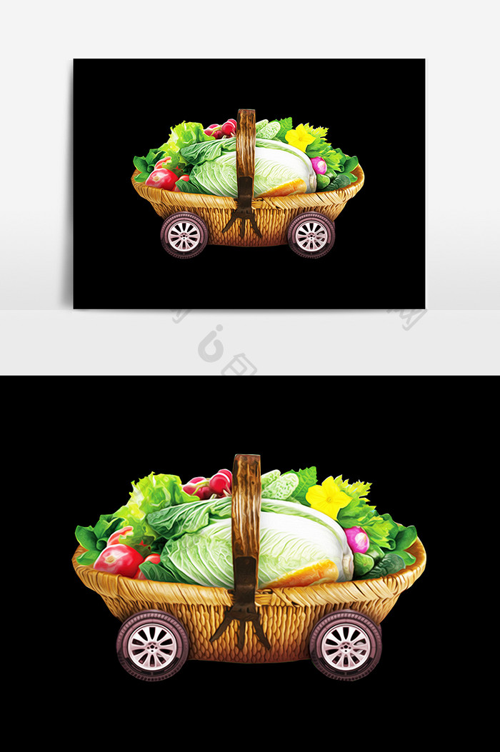 卡通蔬菜果篮设计元素