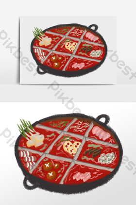 美味食物九宫格火锅插画