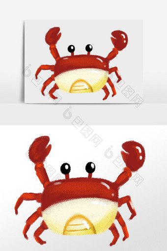 手绘海鲜大钳子螃蟹插画元素图片