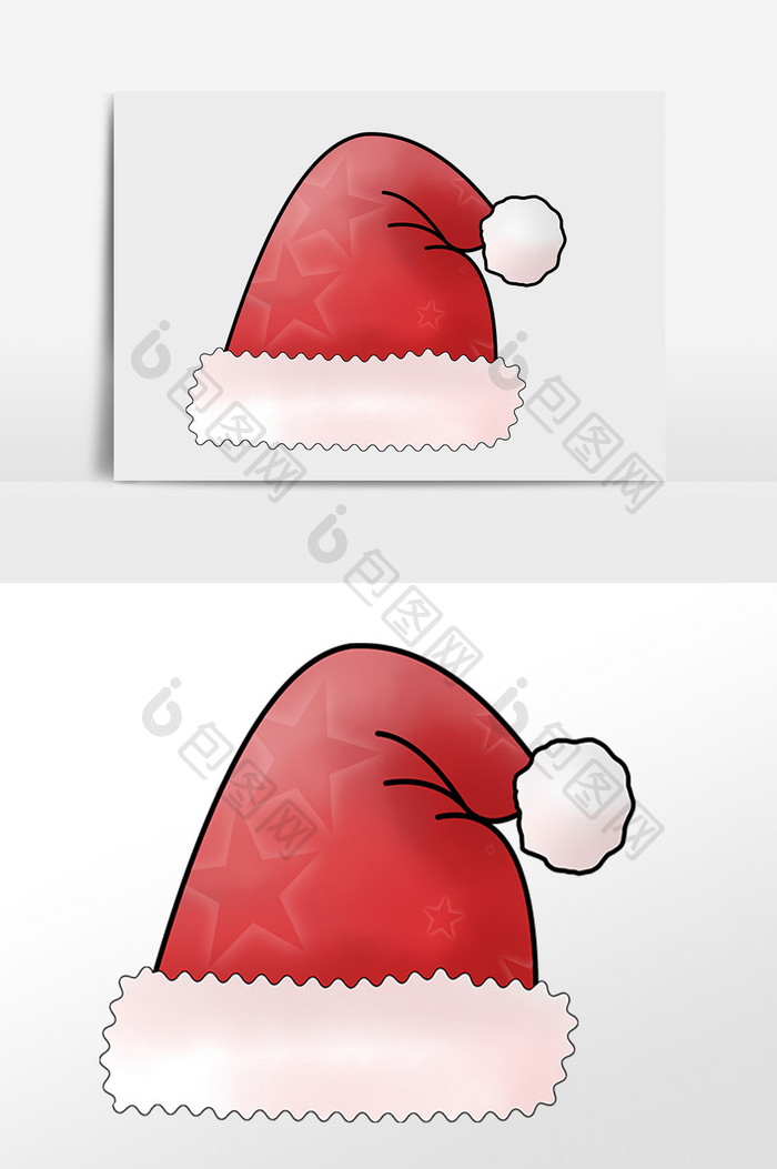 手绘圣诞节圣诞帽红色插画元素