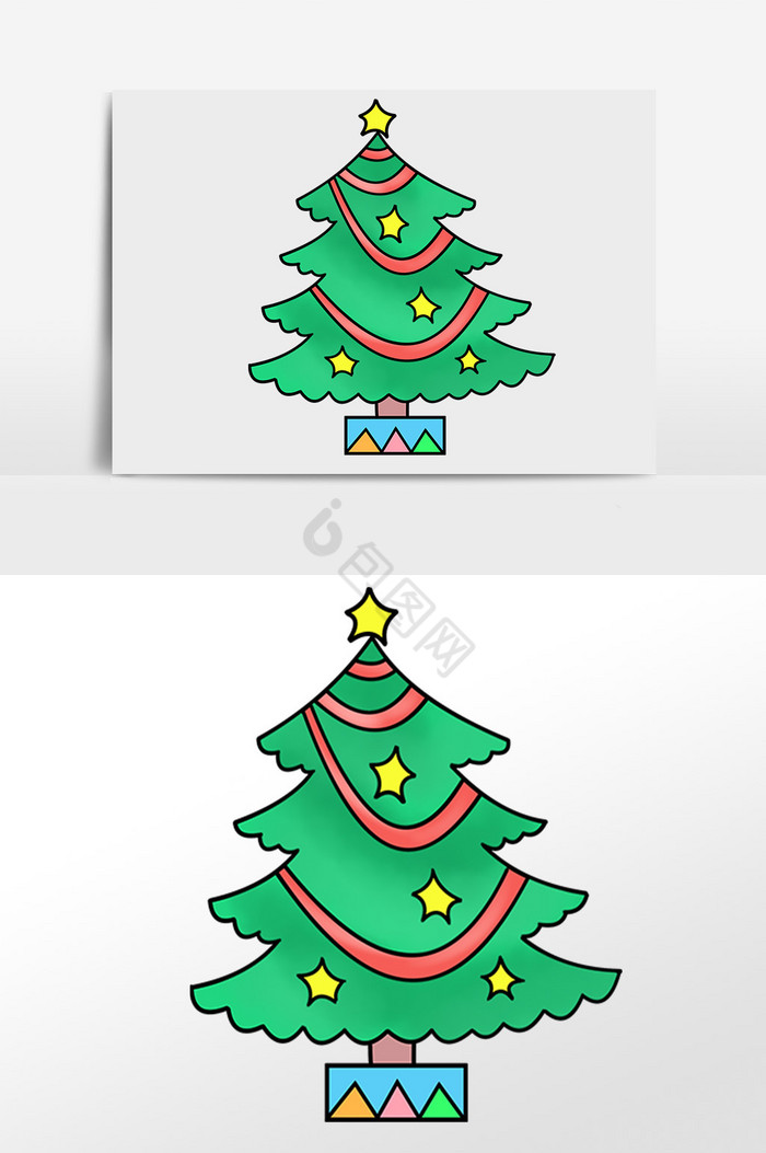 圣诞节圣诞装饰闪灯树插画图片