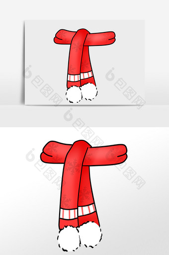 手绘圣诞节红色围巾插画元素图片