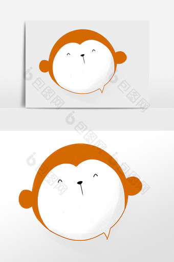 手绘卡通动物猴子边框插画元素图片