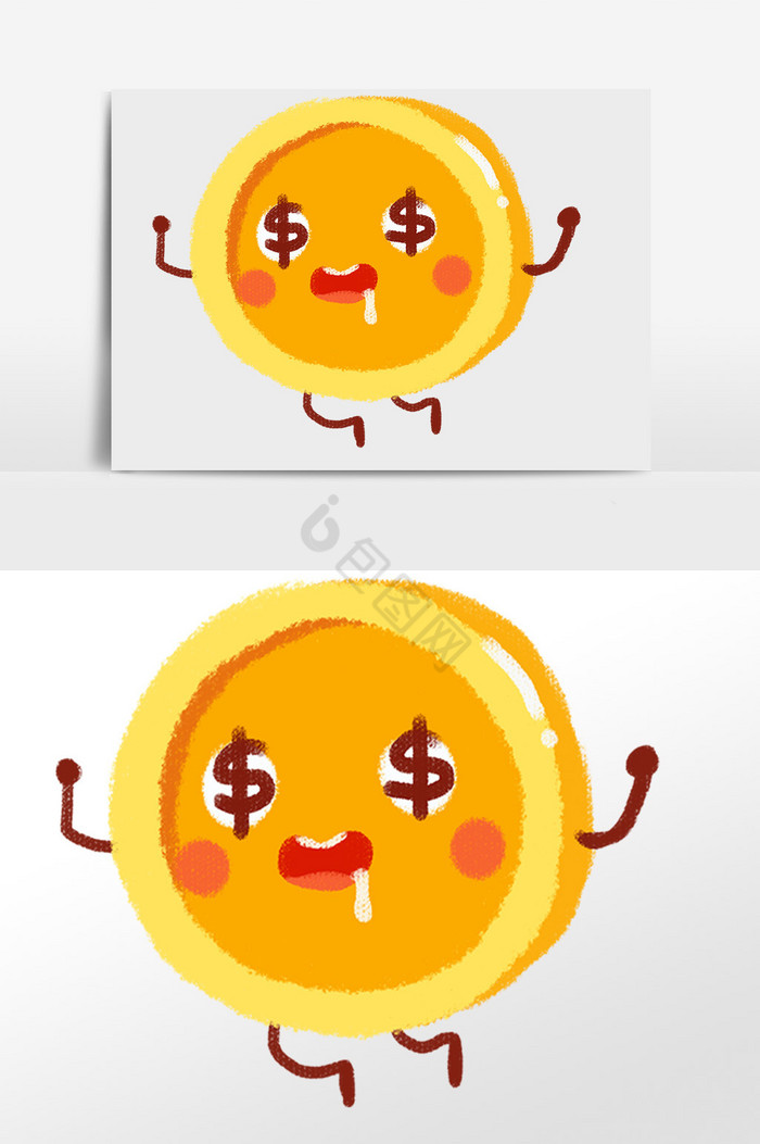新年拟人金币插画图片