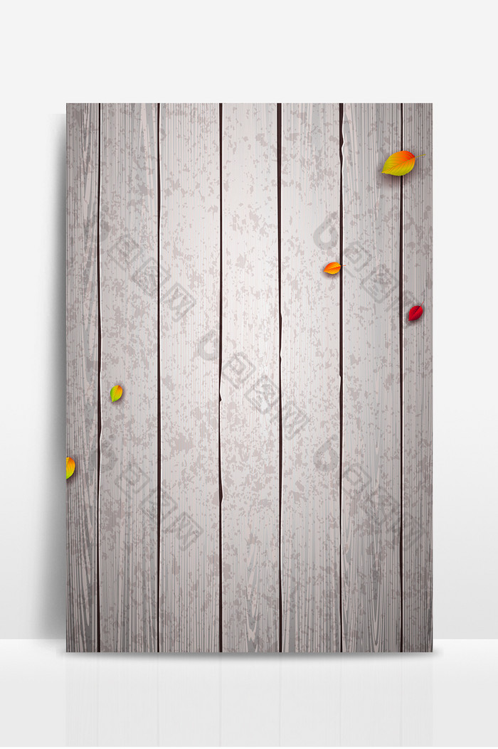 简约时尚木质地板纹理枫叶背景