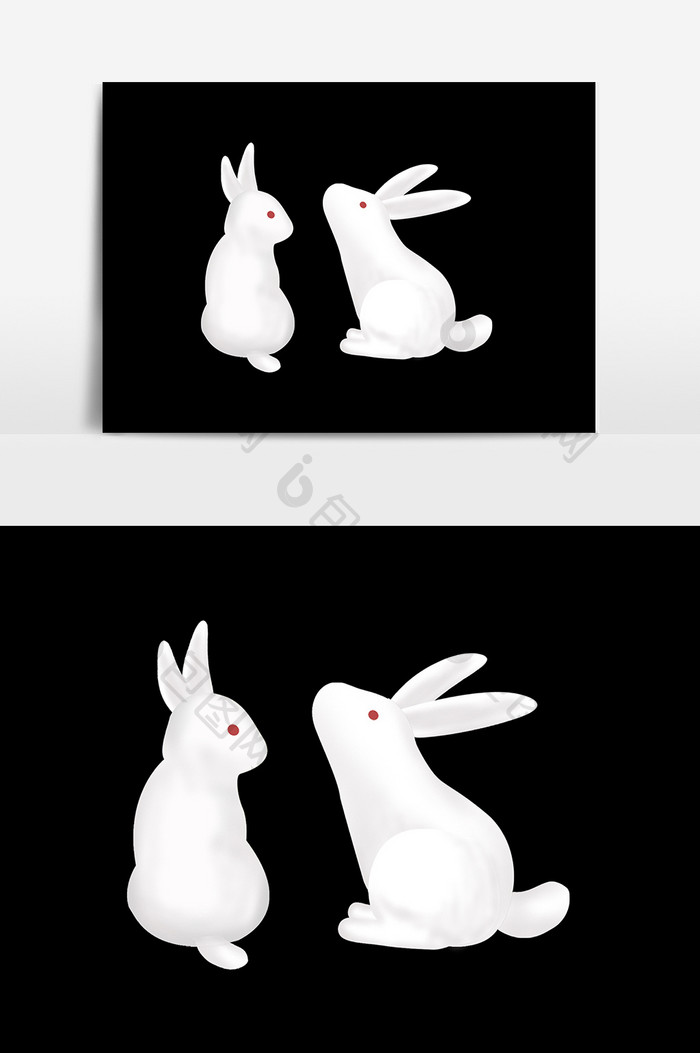 卡通手绘白色兔子设计元素