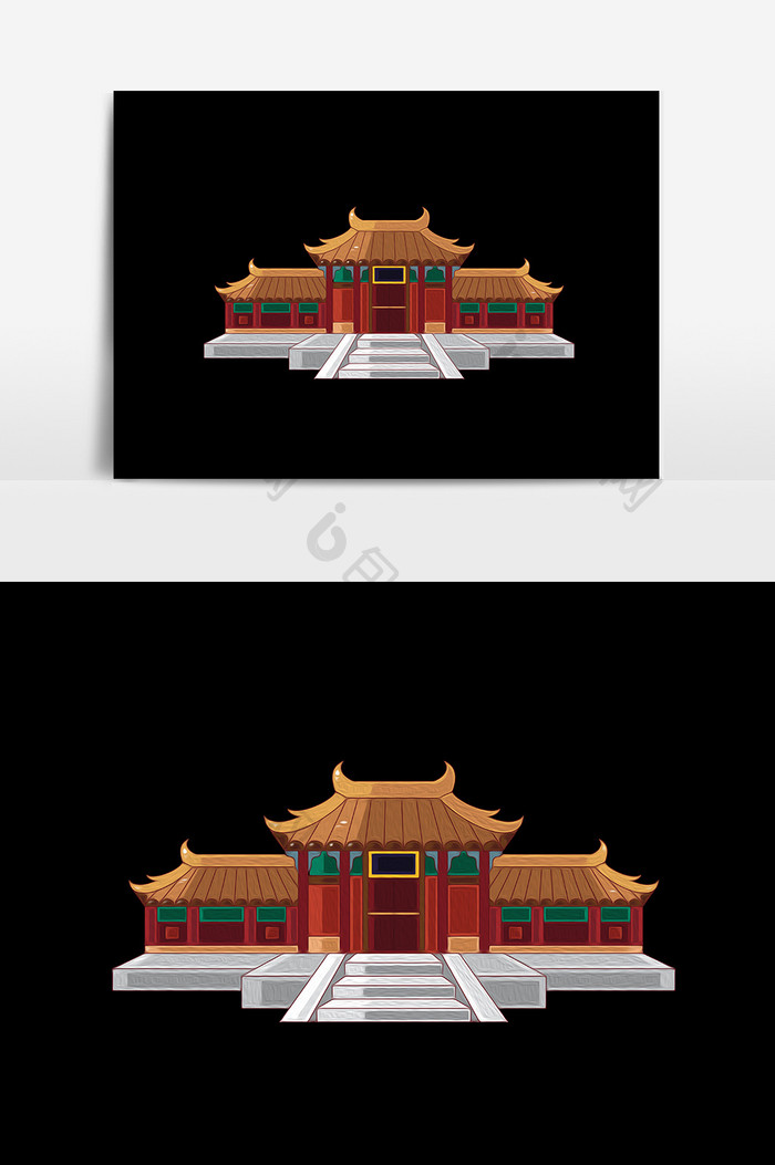 手绘中国风建筑设计元素