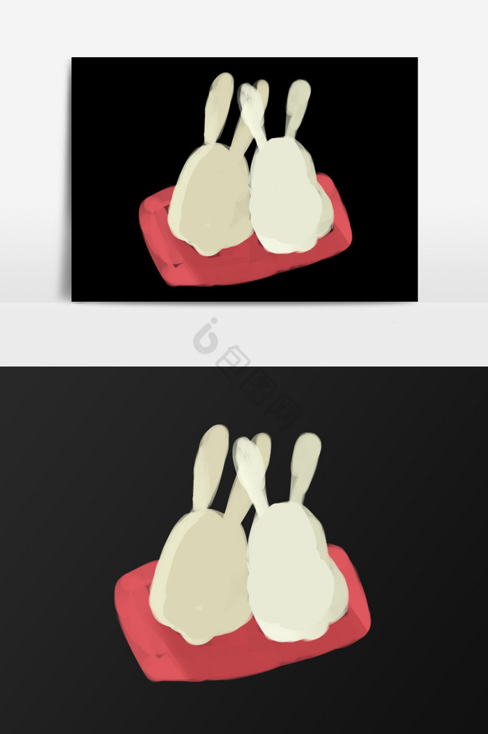 两只白兔插画图片