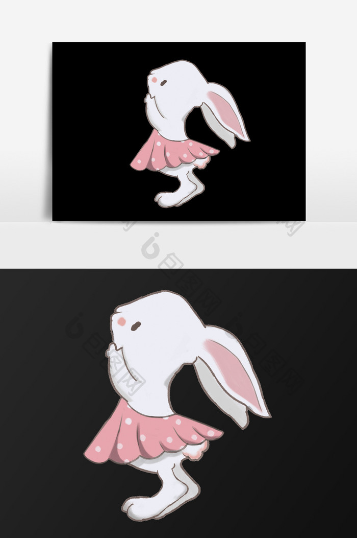 手绘小小白兔插画元素