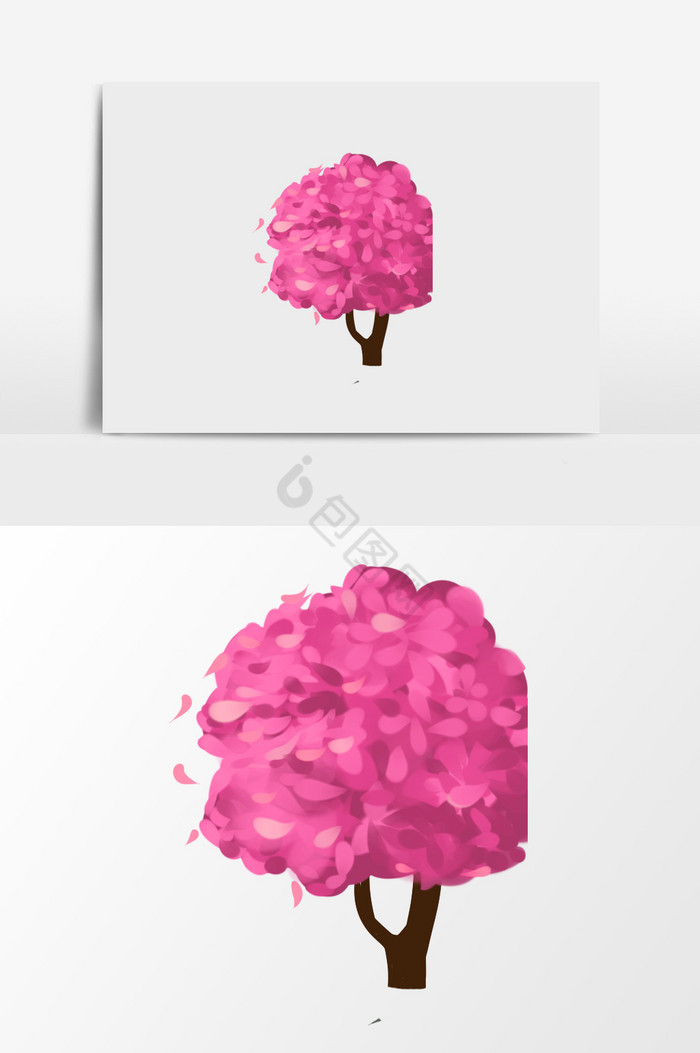 粉花满树插画图片