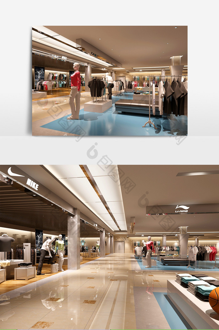 现代大型商场服装店店铺3d模型