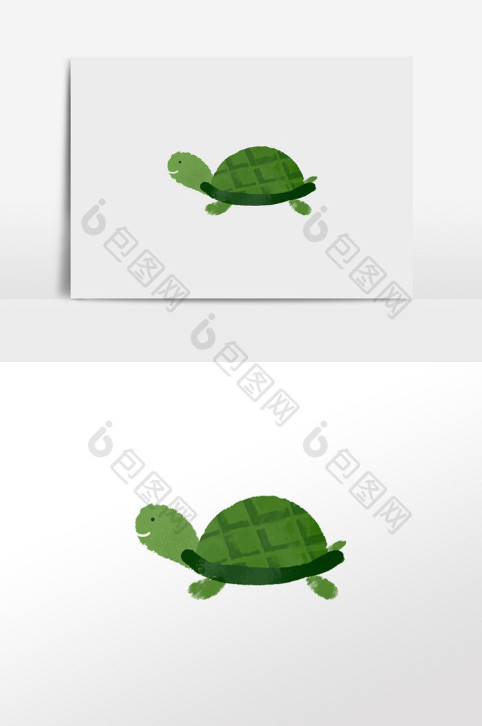 水彩可爱手绘小乌龟绿色龟