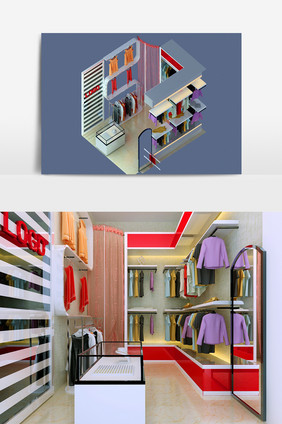 现代女装门店服装店铺3d模型