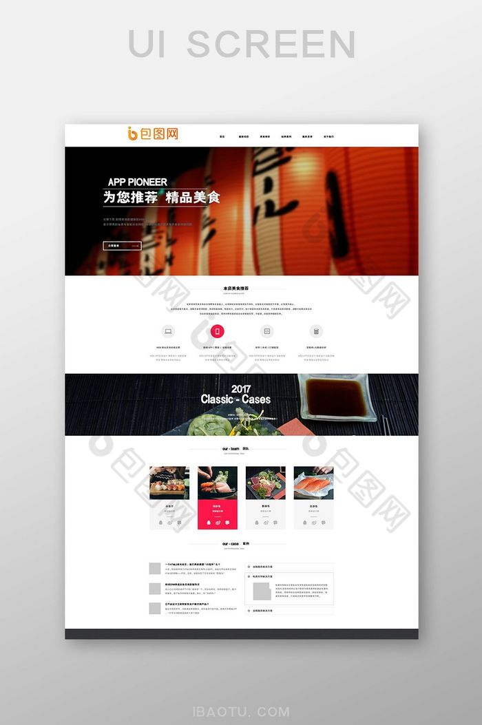 黑色扁平寿司网站UI界面设计图片图片