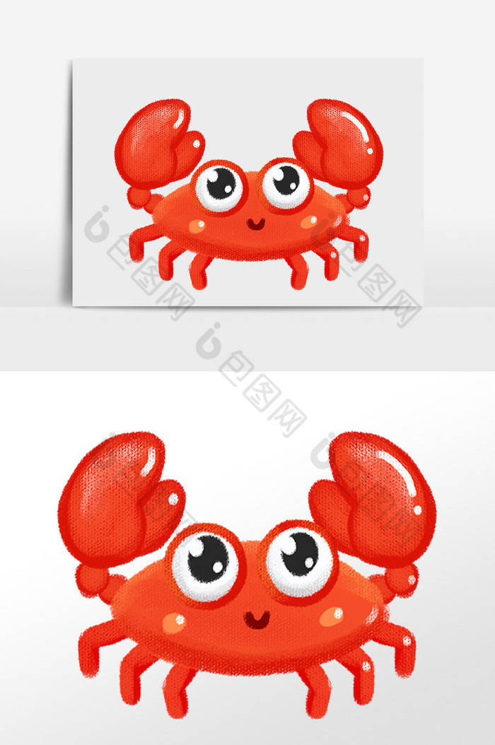 红色螃蟹海鲜手绘图片
