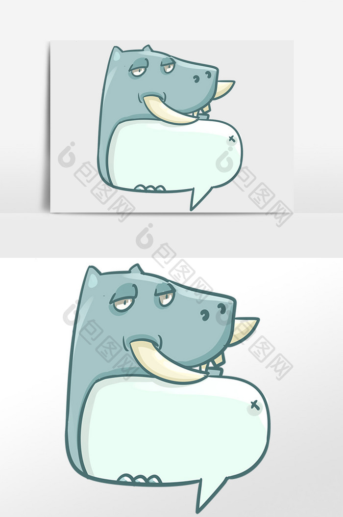 手绘卡通动物对话框边框插画元素