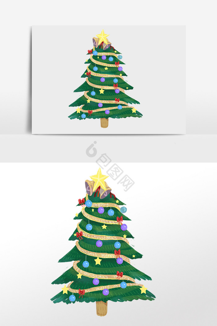 圣诞节装饰树插画图片