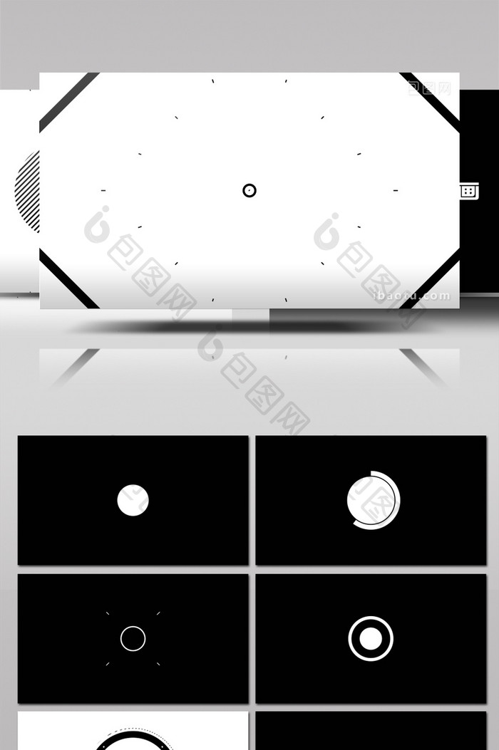 黑白图形元素MG动画LOGO片头AE模板