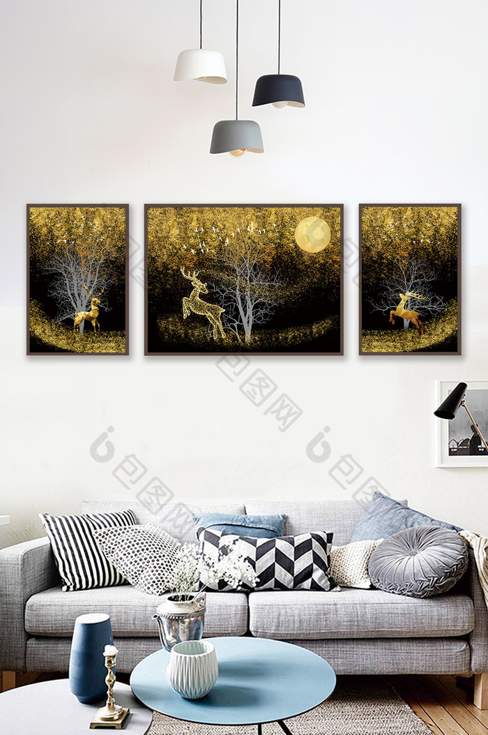 麋鹿装饰画卧室图片
