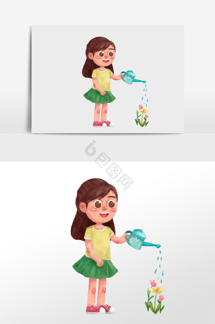 浇花的女孩子图片