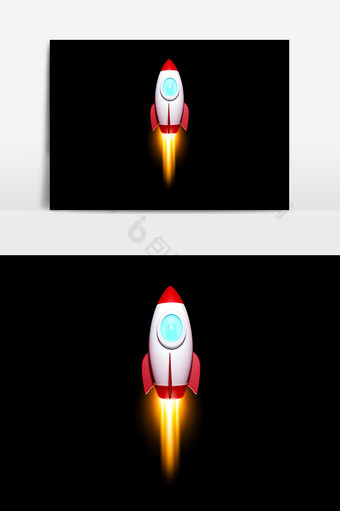 卡通火箭发射元素图片