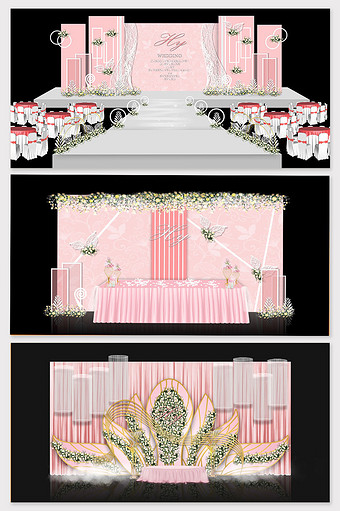 欧式简约铁艺粉色系主题婚礼效果图图片