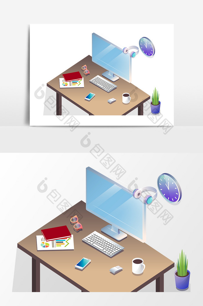 卡通办公桌设计元素