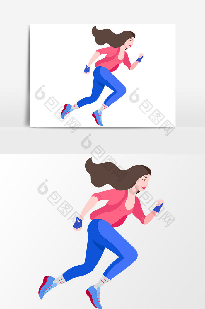 卡通跑步女性设计元素