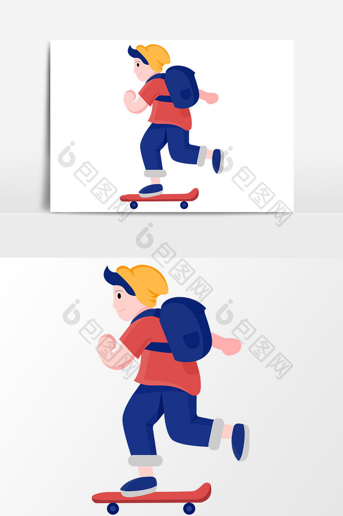 卡通人物滑板设计元素