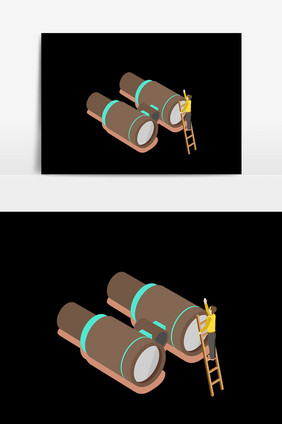 手绘卡通望远镜设计元素