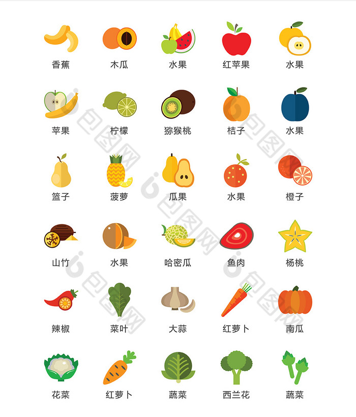 水果蔬菜图标矢量ui素材icon