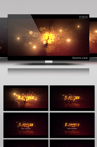 华丽优雅粒子光芒黑金标志动画片头AE模板图片