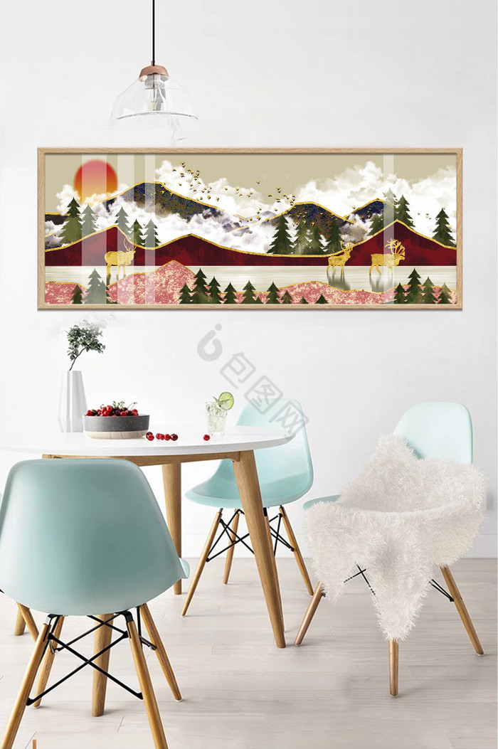 北欧风森林晶瓷风景客厅酒店创意装饰画图片