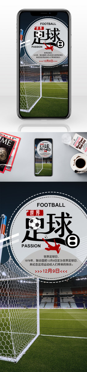 体育场世界足球日手机海报