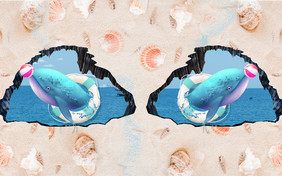 现代简约3D海星沙滩贝壳海豚电视背景墙