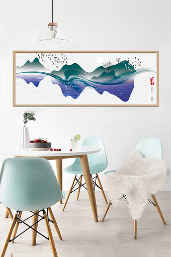 中式抽象意境山水禅意山水装饰画图片
