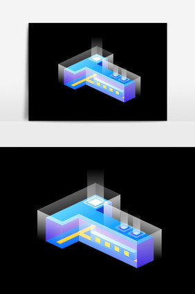 C4D光效T字建筑PSD元素