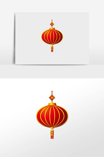 手绘中国年红灯笼元素图片